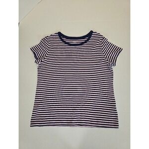 Lands' End Striped T-Shirt Women's‎ L/P Petite Pink Navy Blue Short Sleeve L